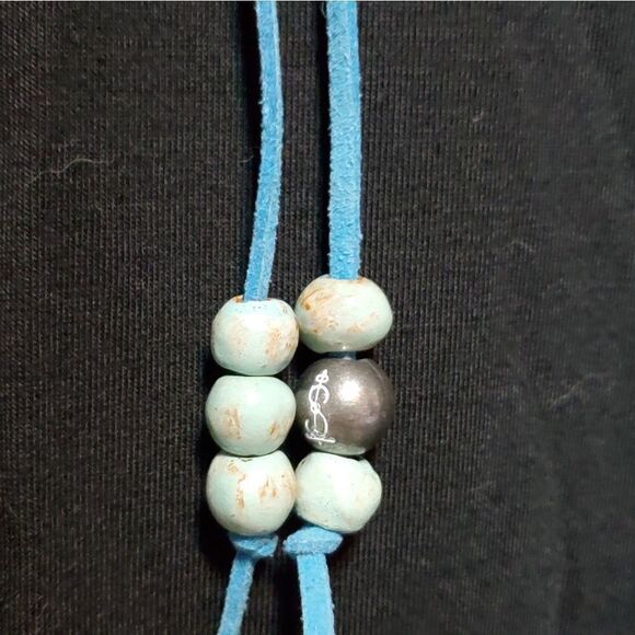NWT Simbi Clay Seafoam/Teal Lariat Necklace - Picture 3 of 5